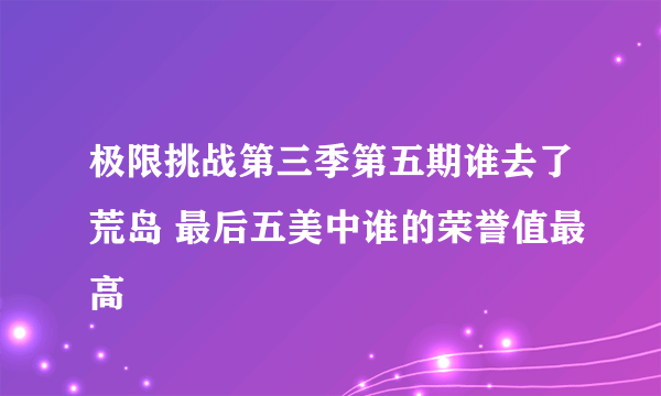 极限挑战第三季第五期谁去了荒岛 最后五美中谁的荣誉值最高