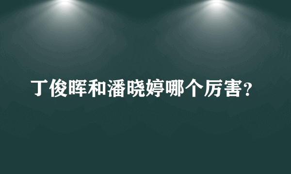 丁俊晖和潘晓婷哪个厉害？