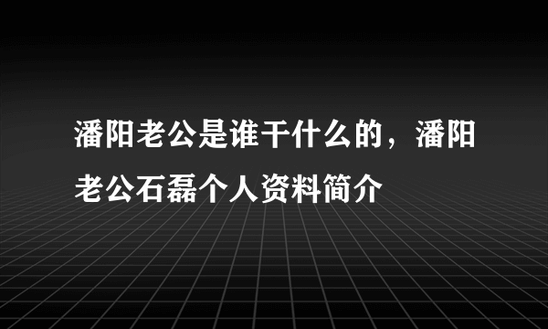 潘阳老公是谁干什么的，潘阳老公石磊个人资料简介