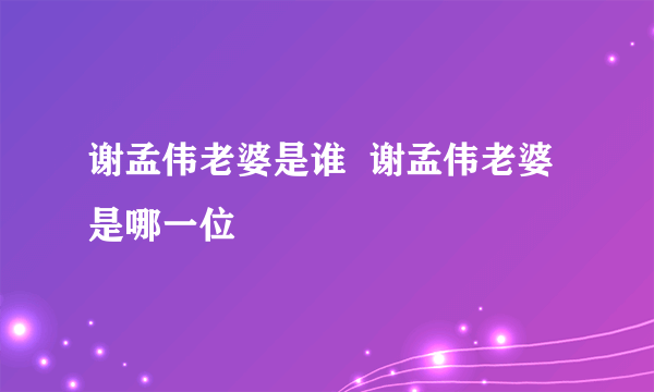 谢孟伟老婆是谁  谢孟伟老婆是哪一位