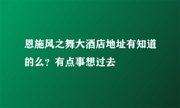 恩施风之舞大酒店地址有知道的么？有点事想过去