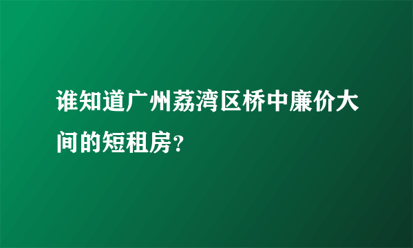 谁知道广州荔湾区桥中廉价大间的短租房？