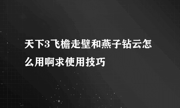 天下3飞檐走壁和燕子钻云怎么用啊求使用技巧