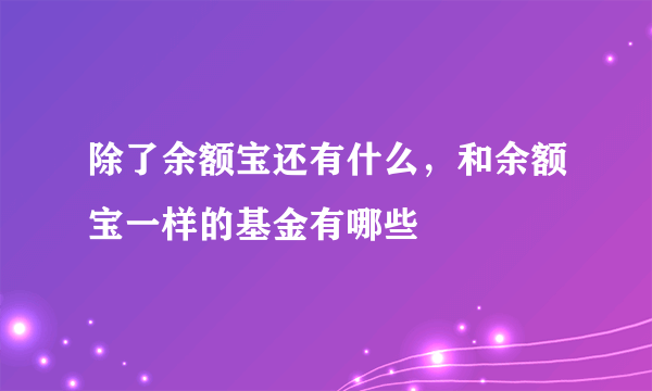 除了余额宝还有什么，和余额宝一样的基金有哪些