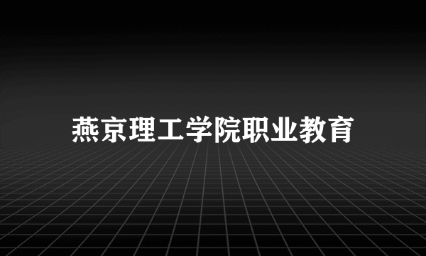 燕京理工学院职业教育