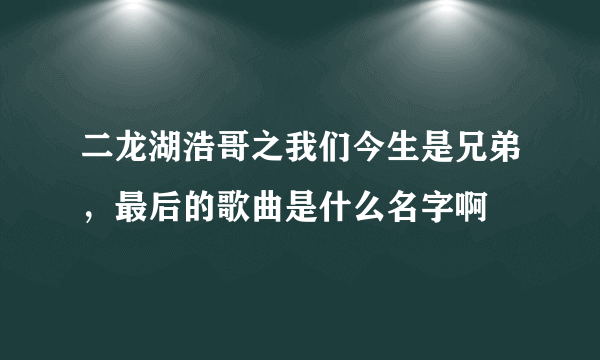 二龙湖浩哥之我们今生是兄弟，最后的歌曲是什么名字啊