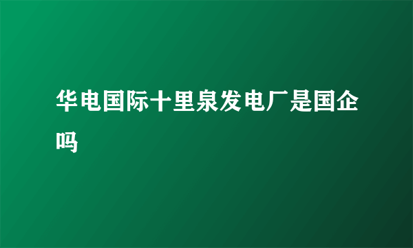 华电国际十里泉发电厂是国企吗