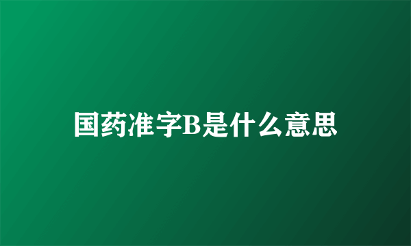 国药准字B是什么意思