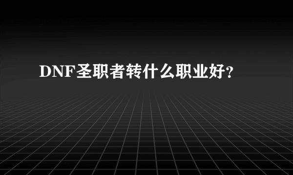 DNF圣职者转什么职业好？