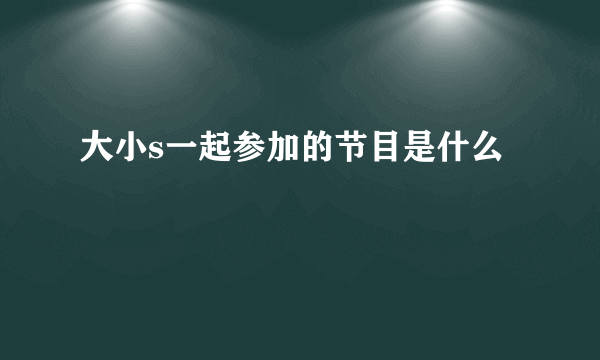 大小s一起参加的节目是什么