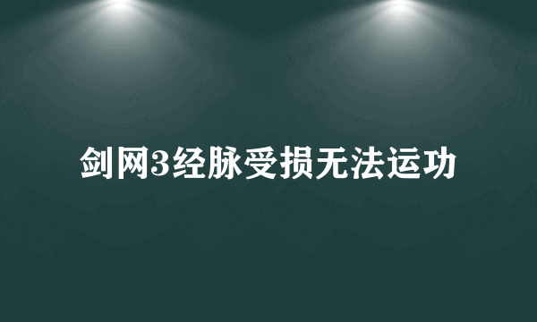 剑网3经脉受损无法运功