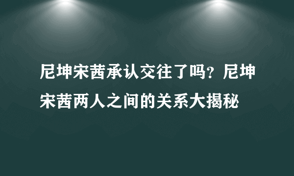 尼坤宋茜承认交往了吗？尼坤宋茜两人之间的关系大揭秘