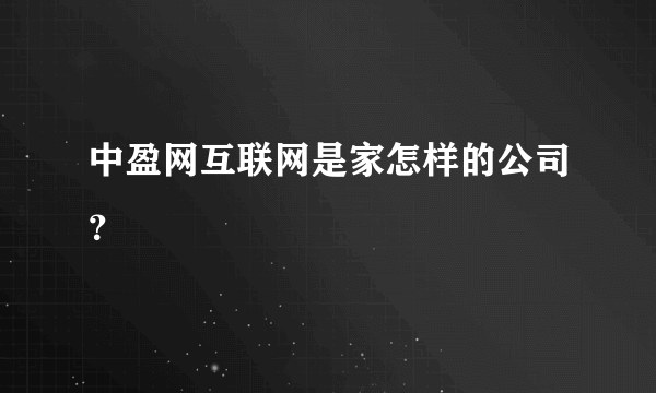 中盈网互联网是家怎样的公司？