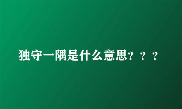 独守一隅是什么意思？？？