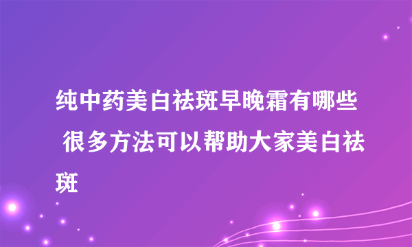 纯中药美白祛斑早晚霜有哪些 很多方法可以帮助大家美白祛斑