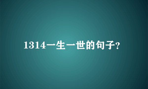 1314一生一世的句子？