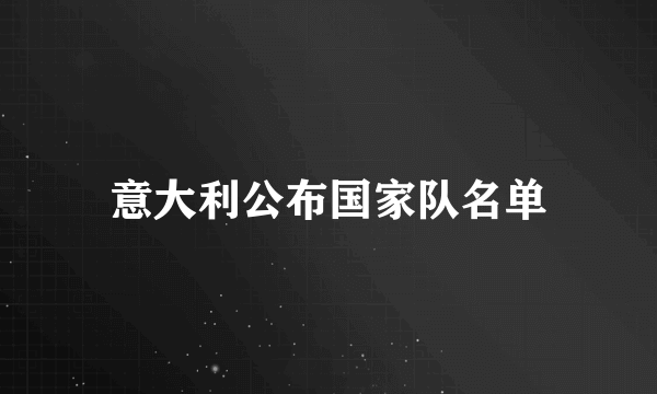 意大利公布国家队名单