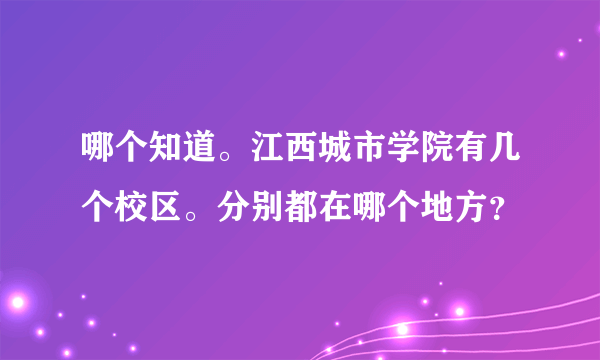 哪个知道。江西城市学院有几个校区。分别都在哪个地方？