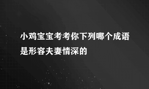 小鸡宝宝考考你下列哪个成语是形容夫妻情深的