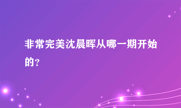 非常完美沈晨晖从哪一期开始的？