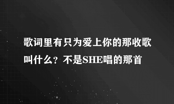 歌词里有只为爱上你的那收歌叫什么？不是SHE唱的那首