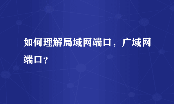 如何理解局域网端口，广域网端口？