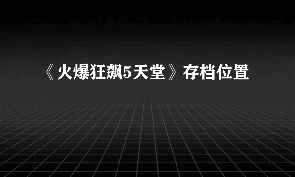 《火爆狂飙5天堂》存档位置