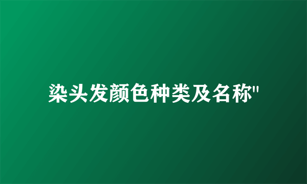 染头发颜色种类及名称