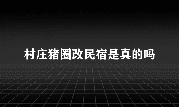 村庄猪圈改民宿是真的吗