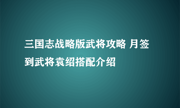 三国志战略版武将攻略 月签到武将袁绍搭配介绍