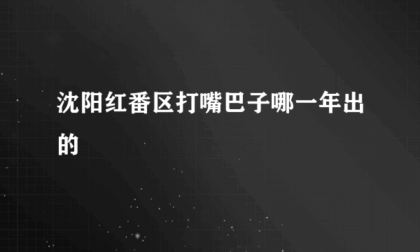 沈阳红番区打嘴巴子哪一年出的