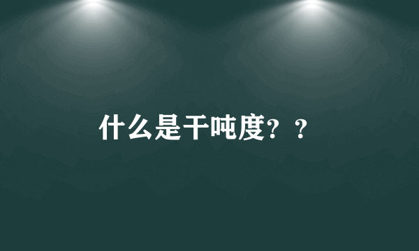 什么是干吨度？？