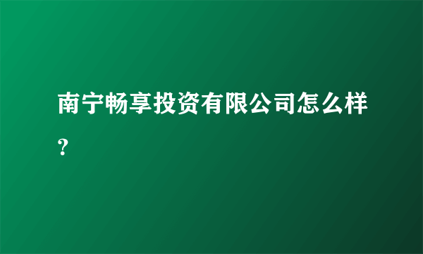 南宁畅享投资有限公司怎么样？