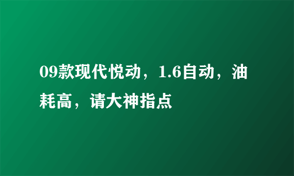 09款现代悦动，1.6自动，油耗高，请大神指点