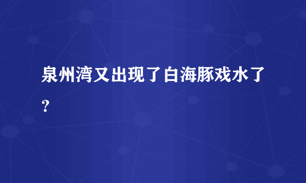 泉州湾又出现了白海豚戏水了？