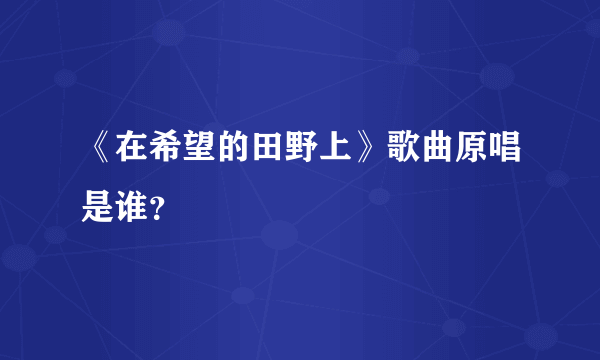 《在希望的田野上》歌曲原唱是谁？