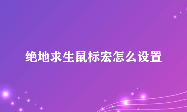 绝地求生鼠标宏怎么设置