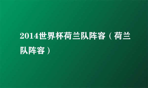 2014世界杯荷兰队阵容（荷兰队阵容）