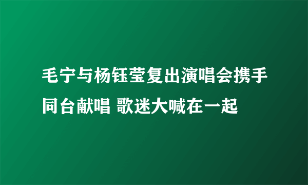 毛宁与杨钰莹复出演唱会携手同台献唱 歌迷大喊在一起