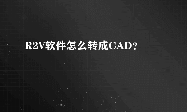 R2V软件怎么转成CAD？