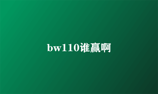 bw110谁赢啊