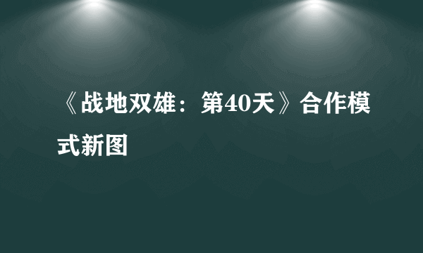 《战地双雄：第40天》合作模式新图