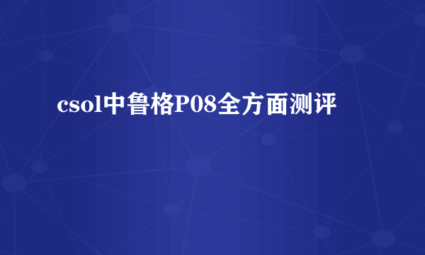 csol中鲁格P08全方面测评