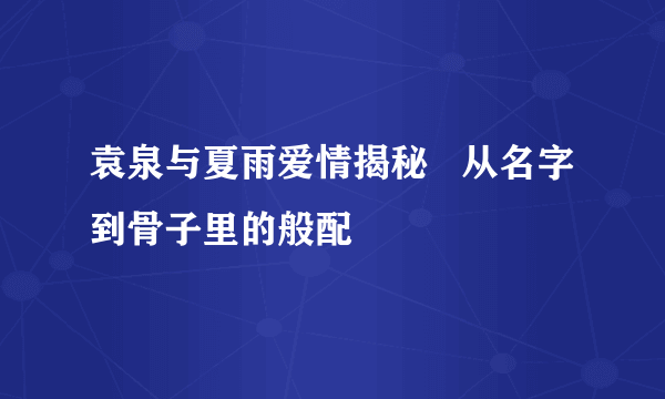 袁泉与夏雨爱情揭秘   从名字到骨子里的般配