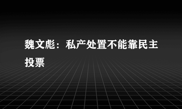 魏文彪：私产处置不能靠民主投票