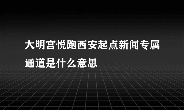 大明宫悦跑西安起点新闻专属通道是什么意思