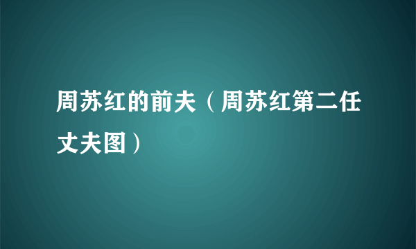 周苏红的前夫（周苏红第二任丈夫图）