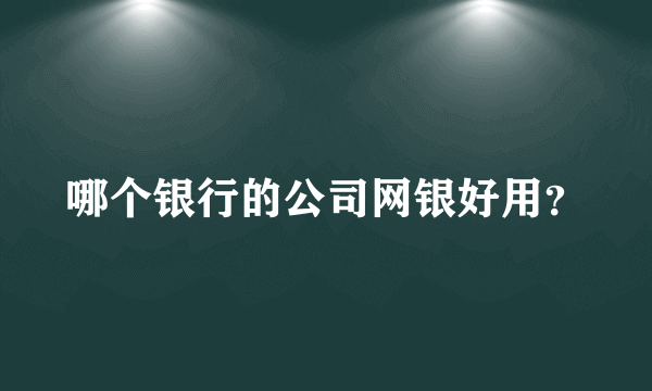 哪个银行的公司网银好用？