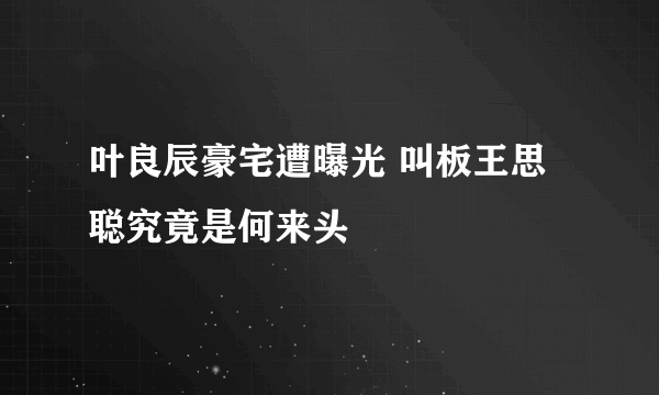 叶良辰豪宅遭曝光 叫板王思聪究竟是何来头