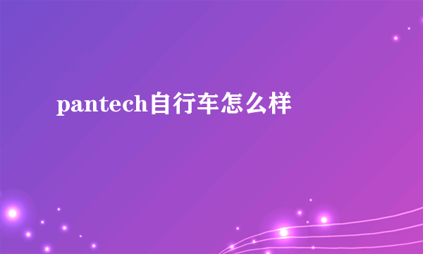 pantech自行车怎么样